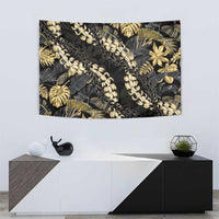 Gold Tropical Leaves Hawaii Mikioi Lei Tapestry Luxury Stylized - Polynesian Pride