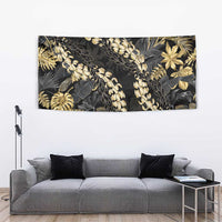 Gold Tropical Leaves Hawaii Mikioi Lei Tapestry Luxury Stylized - Polynesian Pride