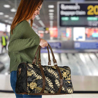 Gold Tropical Leaves Hawaii Mikioi Lei Travel Bag Luxury Stylized - Polynesian Pride