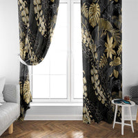 Gold Tropical Leaves Hawaii Mikioi Lei Window Curtain Luxury Stylized - Polynesian Pride