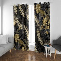 Gold Tropical Leaves Hawaii Mikioi Lei Window Curtain Luxury Stylized - Polynesian Pride