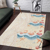 Beige Hawaii Lei Seashells Starfish Area Rug Sandy Sylized - Polynesian Pride