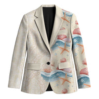 Beige Hawaii Lei Seashells Starfish Blazer Sandy Sylized - Polynesian Pride