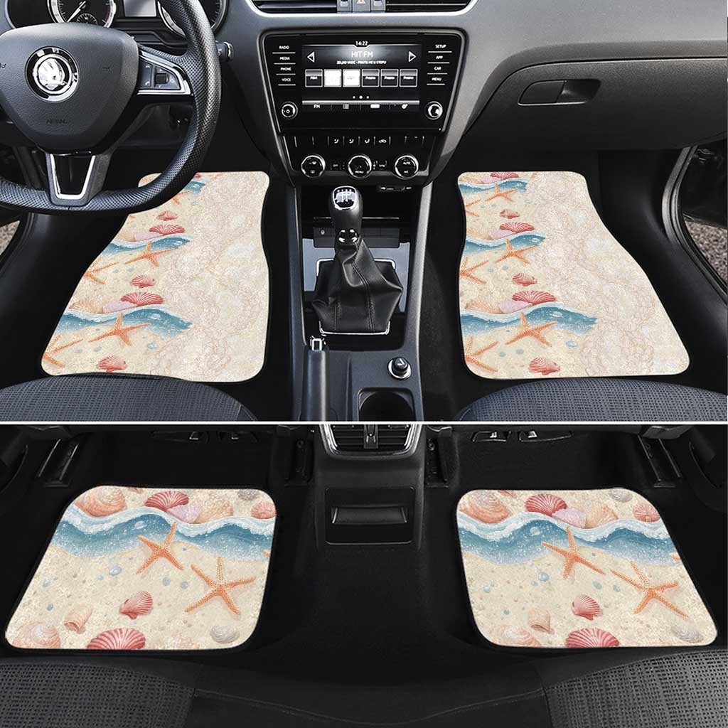 Beige Hawaii Lei Seashells Starfish Car Mats Sandy Sylized - Polynesian Pride