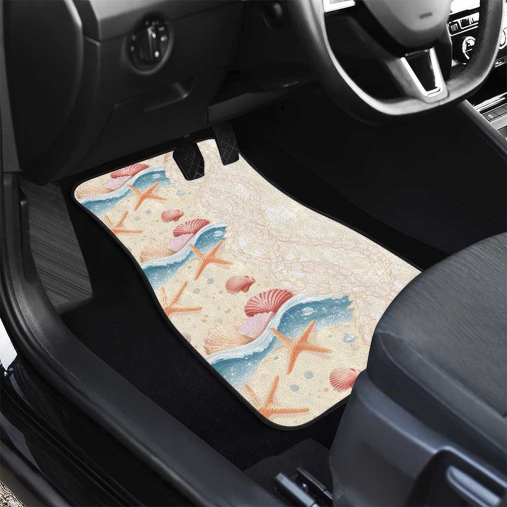 Beige Hawaii Lei Seashells Starfish Car Mats Sandy Sylized - Polynesian Pride