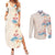 Beige Hawaii Lei Seashells Starfish Couples Matching Summer Maxi Dress and Long Sleeve Button Shirt Sandy Sylized - Polynesian Pride