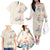 Beige Hawaii Lei Seashells Starfish Family Matching Off The Shoulder Long Sleeve Dress and Hawaiian Shirt Sandy Sylized - Polynesian Pride