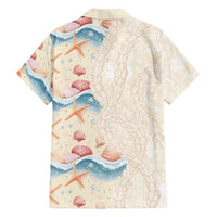 Beige Hawaii Lei Seashells Starfish Family Matching Off Shoulder Maxi Dress and Hawaiian Shirt Sandy Sylized - Polynesian Pride