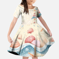 Beige Hawaii Lei Seashells Starfish Family Matching Tank Maxi Dress and Hawaiian Shirt Sandy Sylized - Polynesian Pride