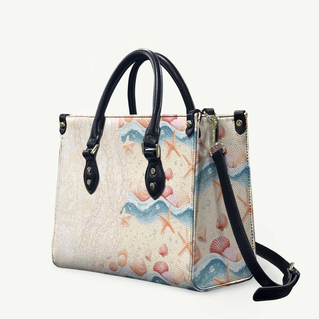 Beige Hawaii Lei Seashells Starfish Leather Bag Sandy Sylized LT01 Beige - Polynesian Pride