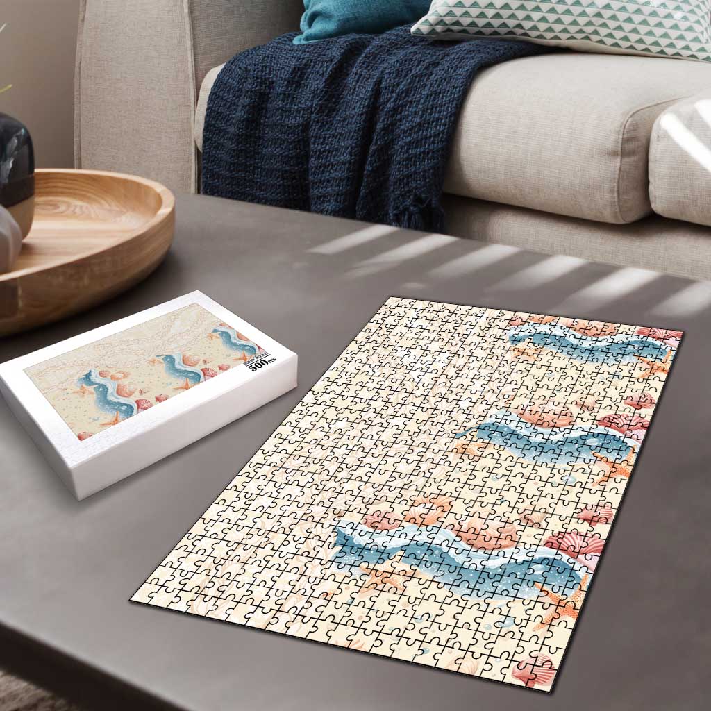 Beige Hawaii Lei Seashells Starfish Puzzle Sandy Sylized - Polynesian Pride