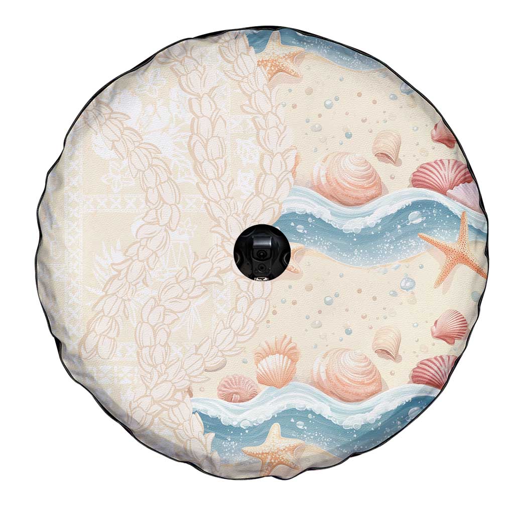 Beige Hawaii Lei Seashells Starfish Spare Tire Cover Sandy Sylized - Polynesian Pride