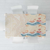 Beige Hawaii Lei Seashells Starfish Tablecloth Sandy Sylized - Polynesian Pride