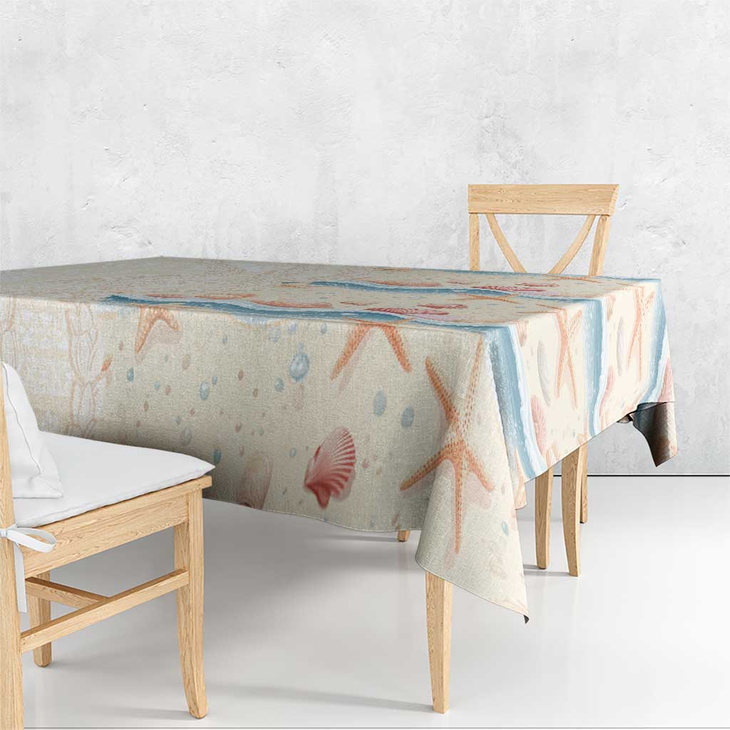 Beige Hawaii Lei Seashells Starfish Tablecloth Sandy Sylized - Polynesian Pride