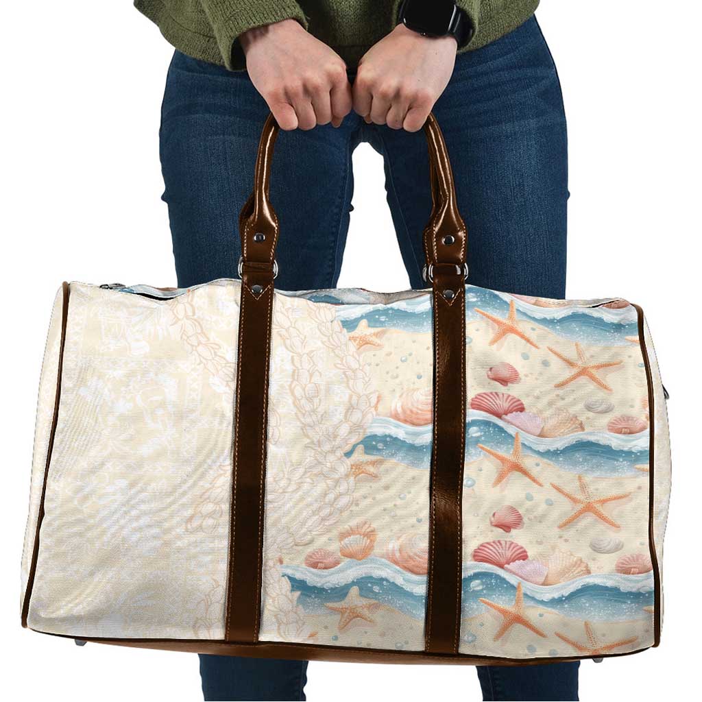Beige Hawaii Lei Seashells Starfish Travel Bag Sandy Sylized LT01 Beige - Polynesian Pride