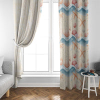 Beige Hawaii Lei Seashells Starfish Window Curtain Sandy Sylized - Polynesian Pride