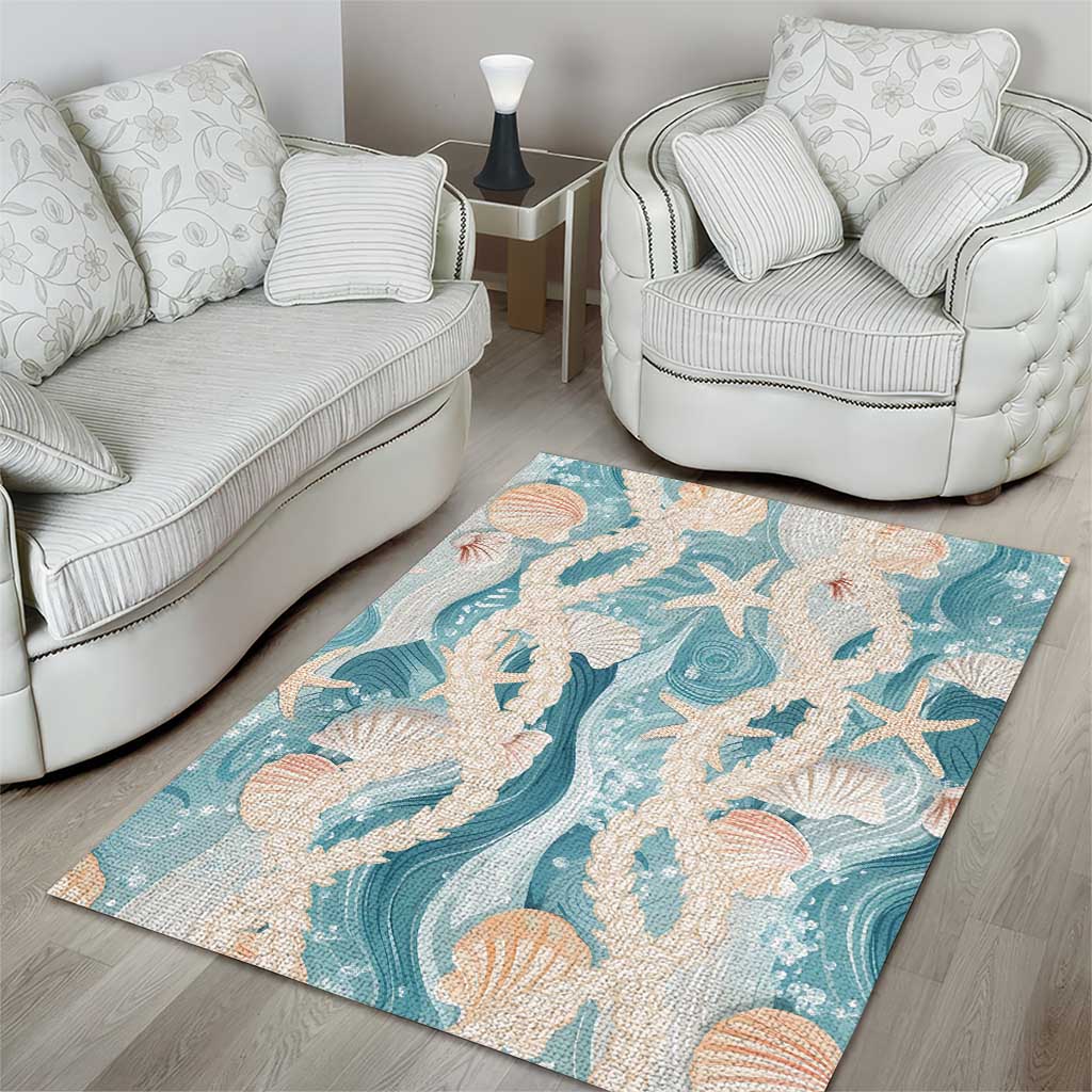 Hawaii Lei Seashells Starfish Area Rug Fresh Summer Vibe - Polynesian Pride