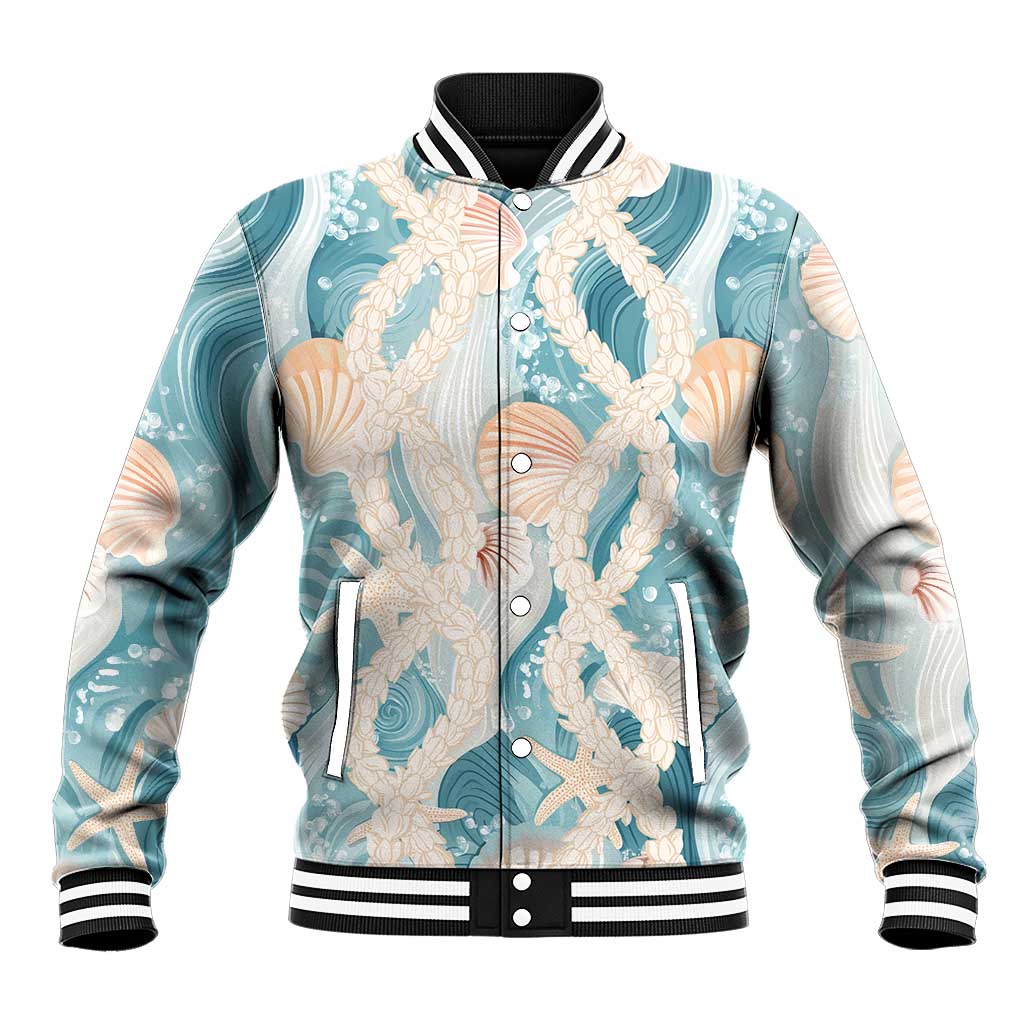 Hawaii Lei Seashells Starfish Baseball Jacket Fresh Summer Vibe - Polynesian Pride