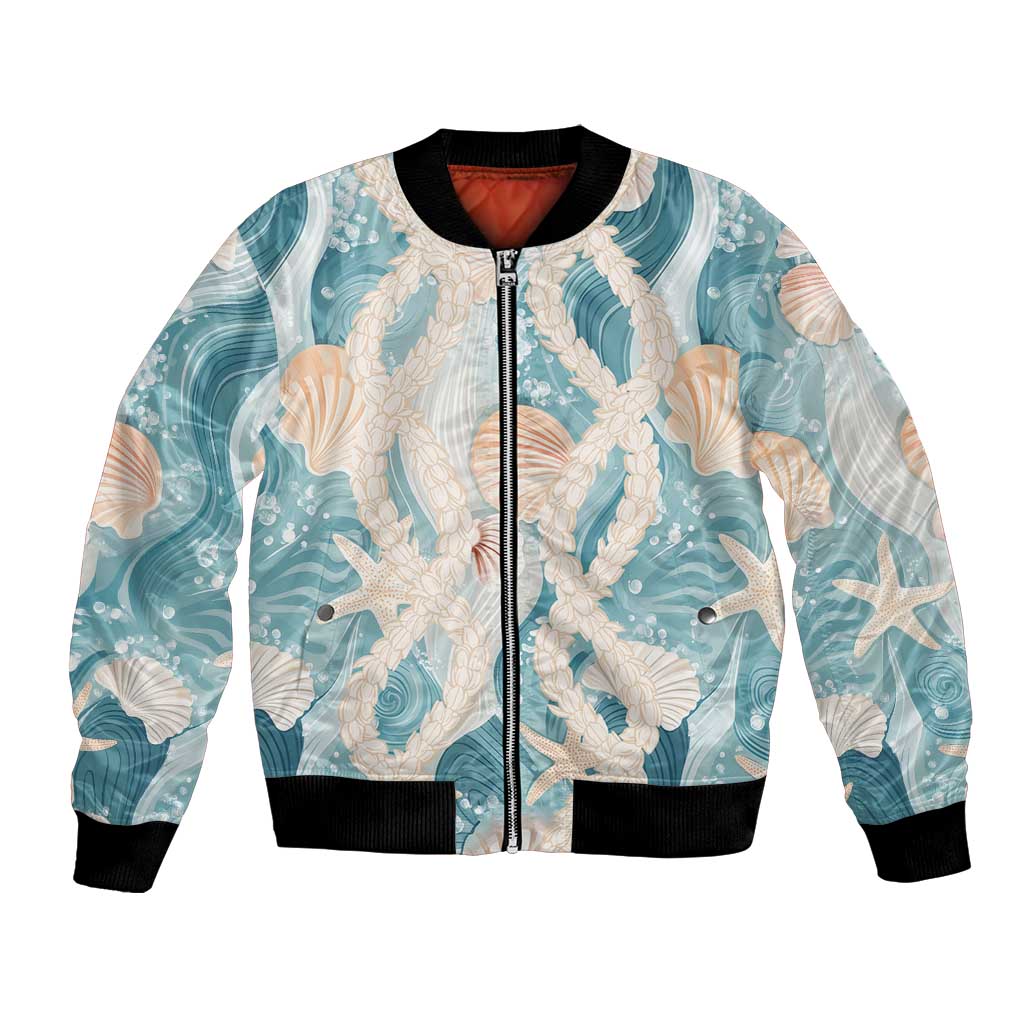 Hawaii Lei Seashells Starfish Bomber Jacket Fresh Summer Vibe - Polynesian Pride