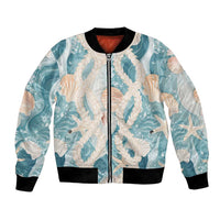 Hawaii Lei Seashells Starfish Bomber Jacket Fresh Summer Vibe LT01 Unisex Blue - Polynesian Pride