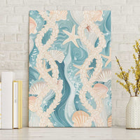 Hawaii Lei Seashells Starfish Canvas Wall Art Fresh Summer Vibe LT01 Without Frame Blue - Polynesian Pride