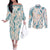 Hawaii Lei Seashells Starfish Couples Matching Off The Shoulder Long Sleeve Dress and Long Sleeve Button Shirt Fresh Summer Vibe - Polynesian Pride