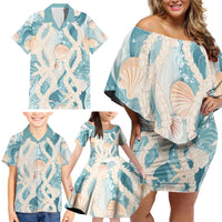 Hawaii Lei Seashells Starfish Family Matching Off Shoulder Short Dress and Hawaiian Shirt Fresh Summer Vibe - Polynesian Pride
