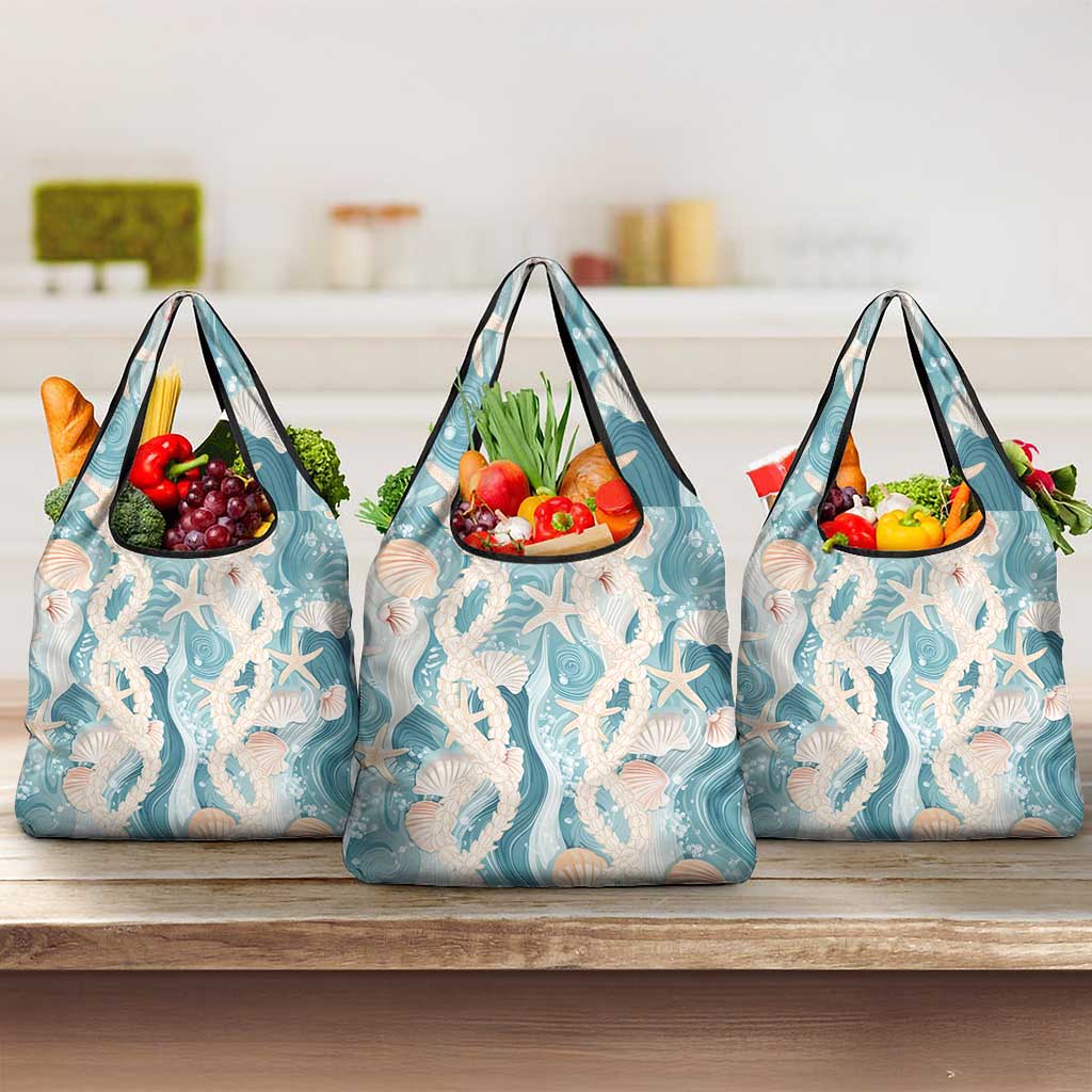 Hawaii Lei Seashells Starfish Grocery Bag Fresh Summer Vibe - Polynesian Pride