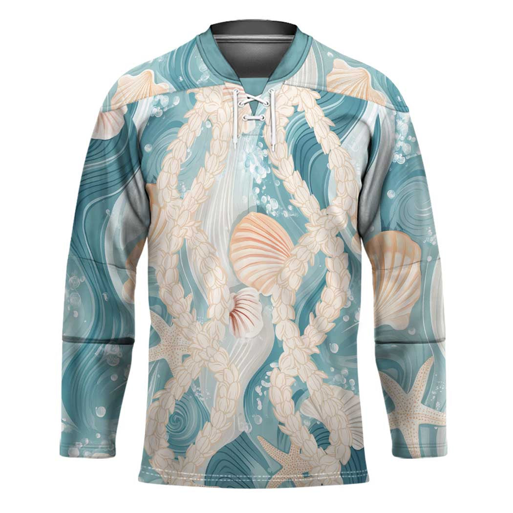 Hawaii Lei Seashells Starfish Hockey Jersey Fresh Summer Vibe - Polynesian Pride