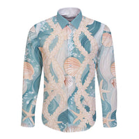 Hawaii Lei Seashells Starfish Long Sleeve Button Shirt Fresh Summer Vibe - Polynesian Pride