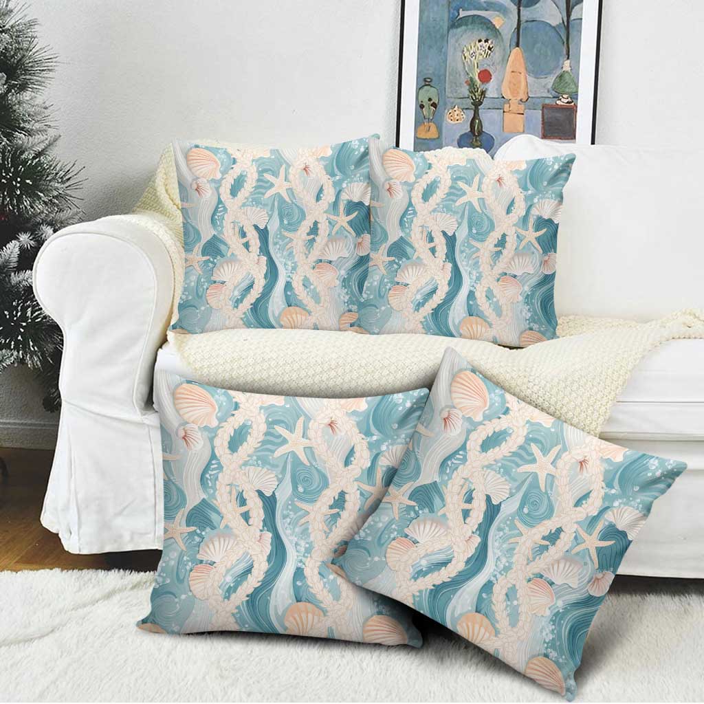 Hawaii Lei Seashells Starfish Pillow Cover Fresh Summer Vibe LT01 - Polynesian Pride