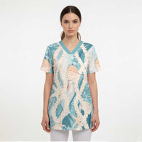 Hawaii Lei Seashells Starfish Scrub Top Fresh Summer Vibe - Polynesian Pride