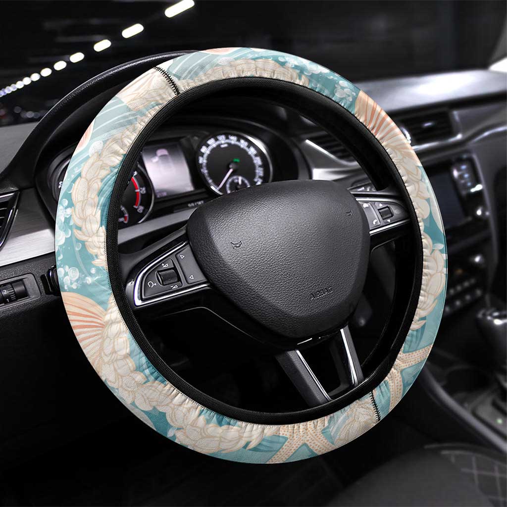 Hawaii Lei Seashells Starfish Steering Wheel Cover Fresh Summer Vibe - Polynesian Pride