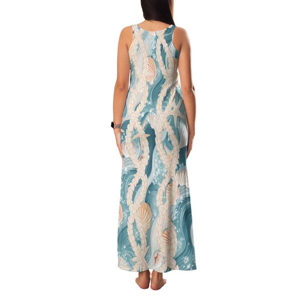 Hawaii Lei Seashells Starfish Tank Maxi Dress Fresh Summer Vibe - Polynesian Pride