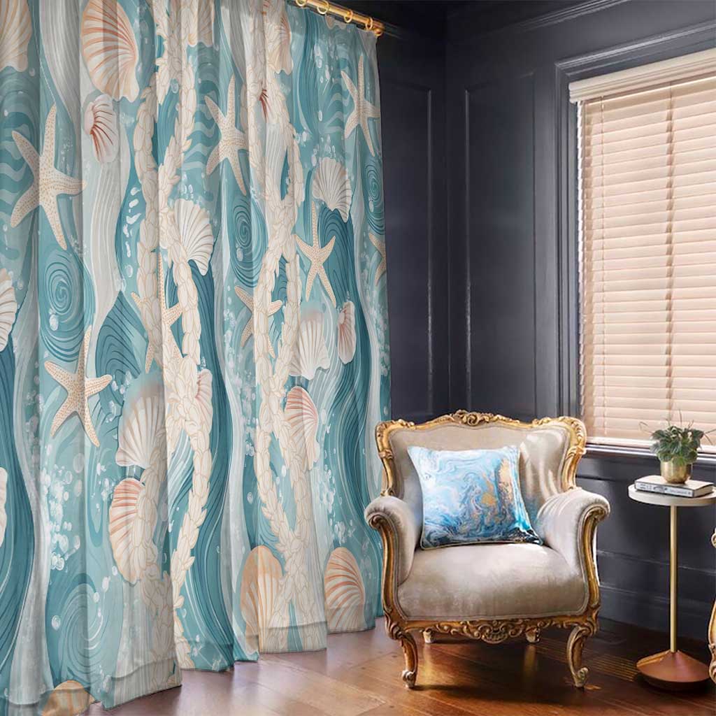 Hawaii Lei Seashells Starfish Window Curtain Fresh Summer Vibe - Polynesian Pride