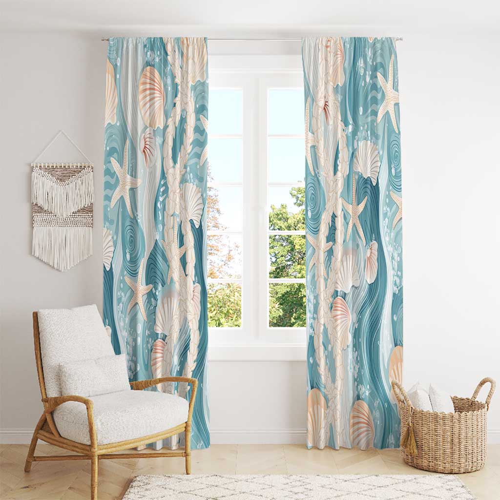 Hawaii Lei Seashells Starfish Window Curtain Fresh Summer Vibe - Polynesian Pride