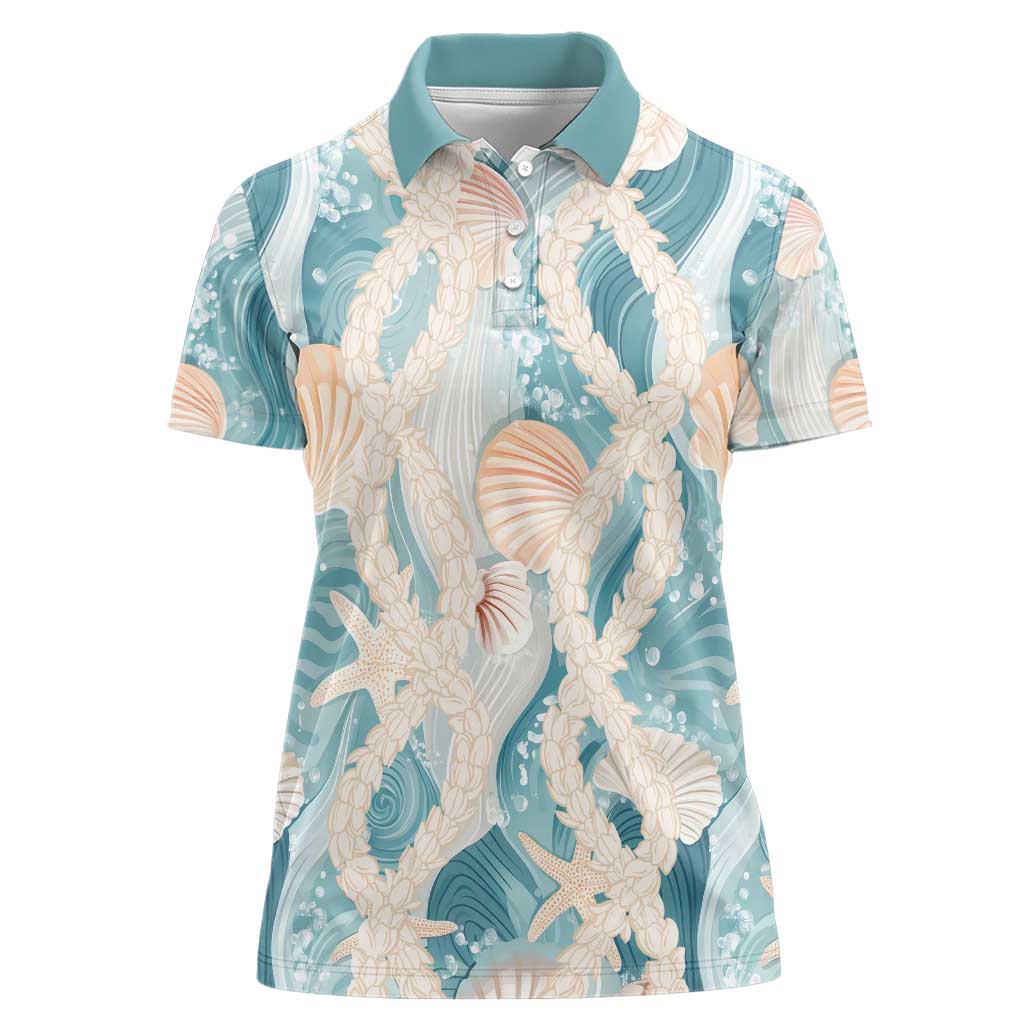 Hawaii Lei Seashells Starfish Women Polo Shirt Fresh Summer Vibe - Polynesian Pride