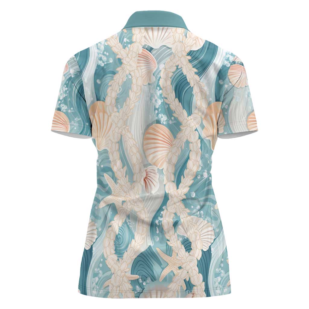 Hawaii Lei Seashells Starfish Women Polo Shirt Fresh Summer Vibe - Polynesian Pride