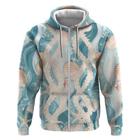 Hawaii Lei Seashells Starfish Zip Hoodie Fresh Summer Vibe - Polynesian Pride