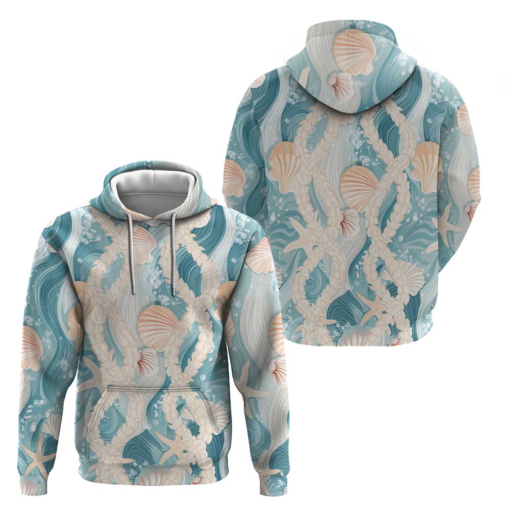 Hawaii Lei Seashells Starfish Zip Hoodie Fresh Summer Vibe - Polynesian Pride