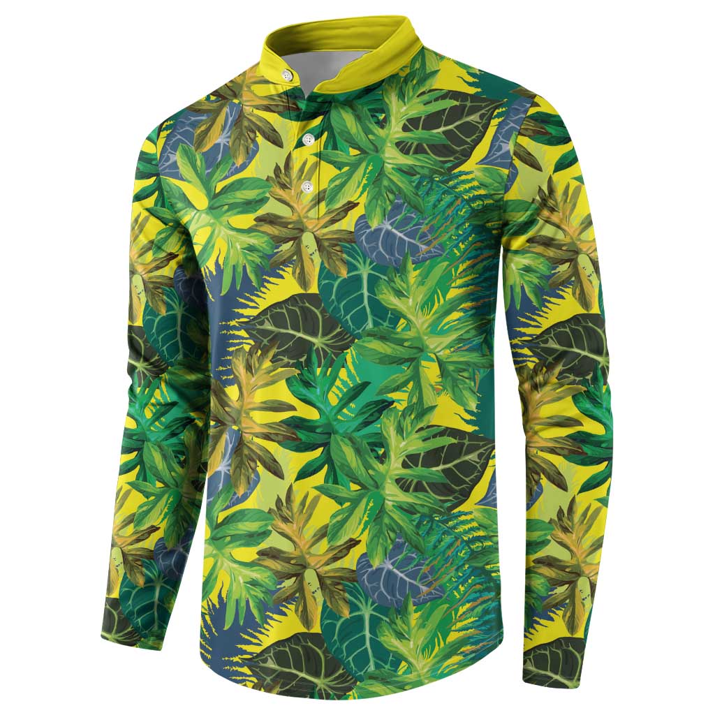 Hawaii Summer Tropical Leaves Button Sweatshirt - Polynesian Pride