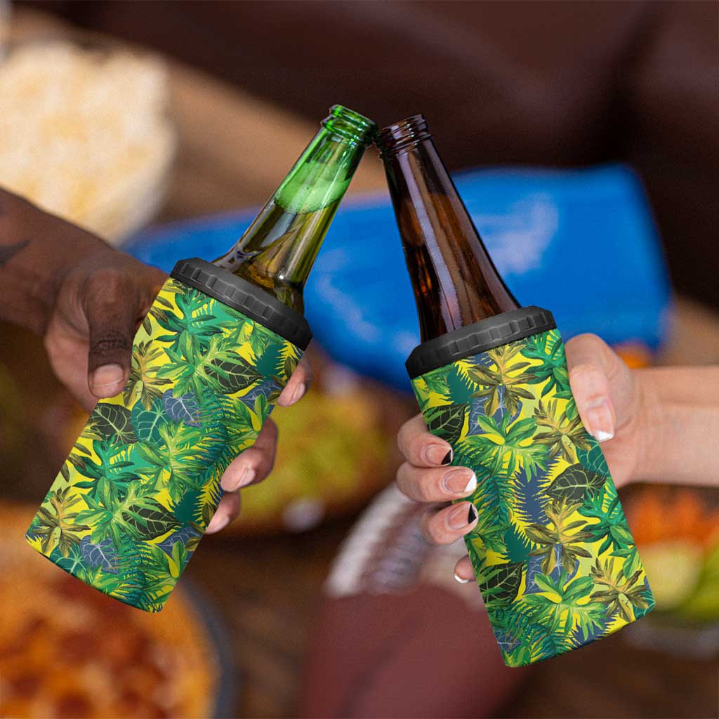 Hawaii Summer Tropical Leaves 4 in 1 Can Cooler Tumbler - Polynesian Pride