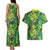 Hawaii Summer Tropical Leaves Couples Matching Tank Maxi Dress and Hawaiian Shirt - Polynesian Pride