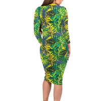 Hawaii Summer Tropical Leaves Family Matching Long Sleeve Bodycon Dress and Hawaiian Shirt - Polynesian Pride