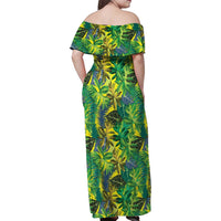Hawaii Summer Tropical Leaves Family Matching Off Shoulder Maxi Dress and Hawaiian Shirt - Polynesian Pride
