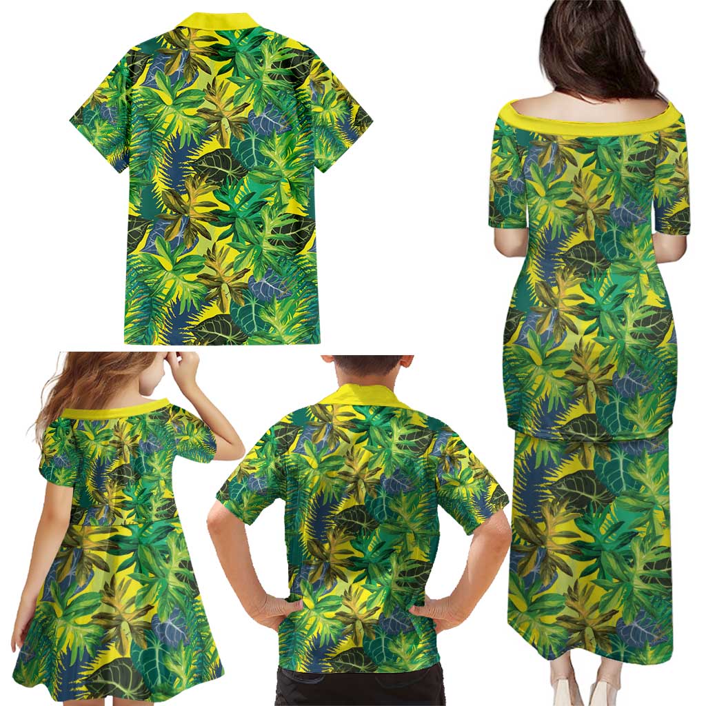 Hawaii Summer Tropical Leaves Family Matching Puletasi and Hawaiian Shirt - Polynesian Pride