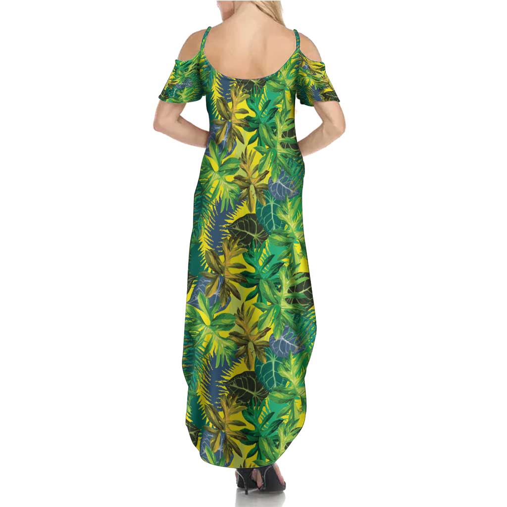 Hawaii Summer Tropical Leaves Family Matching Summer Maxi Dress and Hawaiian Shirt - Polynesian Pride