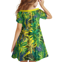 Hawaii Summer Tropical Leaves Kid Short Sleeve Dress - Polynesian Pride