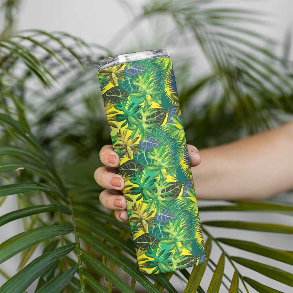 Hawaii Summer Tropical Leaves Skinny Tumbler - Polynesian Pride
