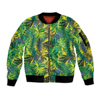 Hawaii Summer Tropical Leaves Sleeve Zip Bomber Jacket - Polynesian Pride